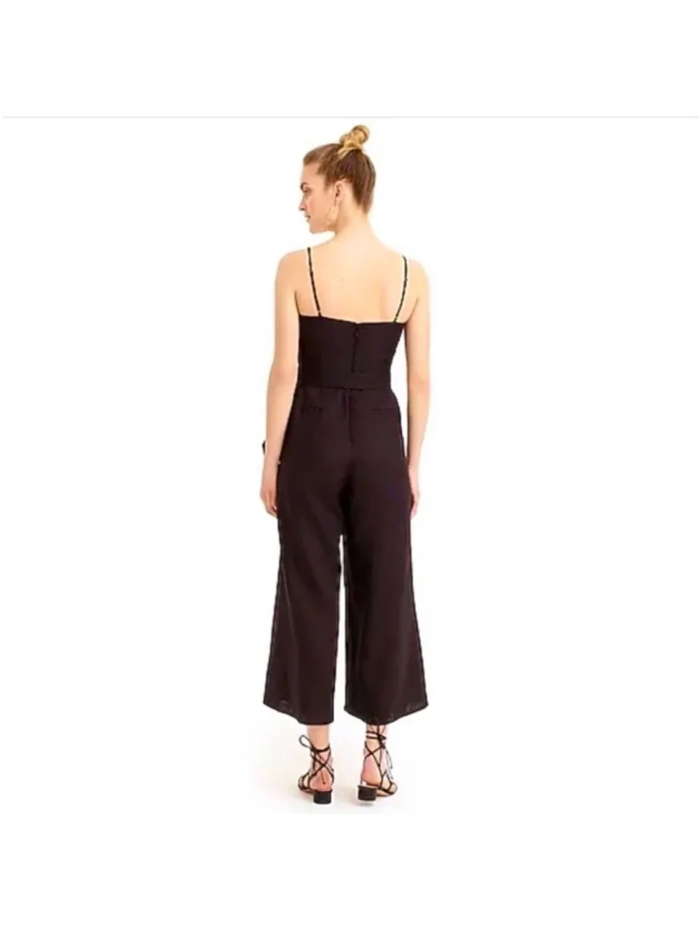 J. Crew black linen wide leg jumpsuit